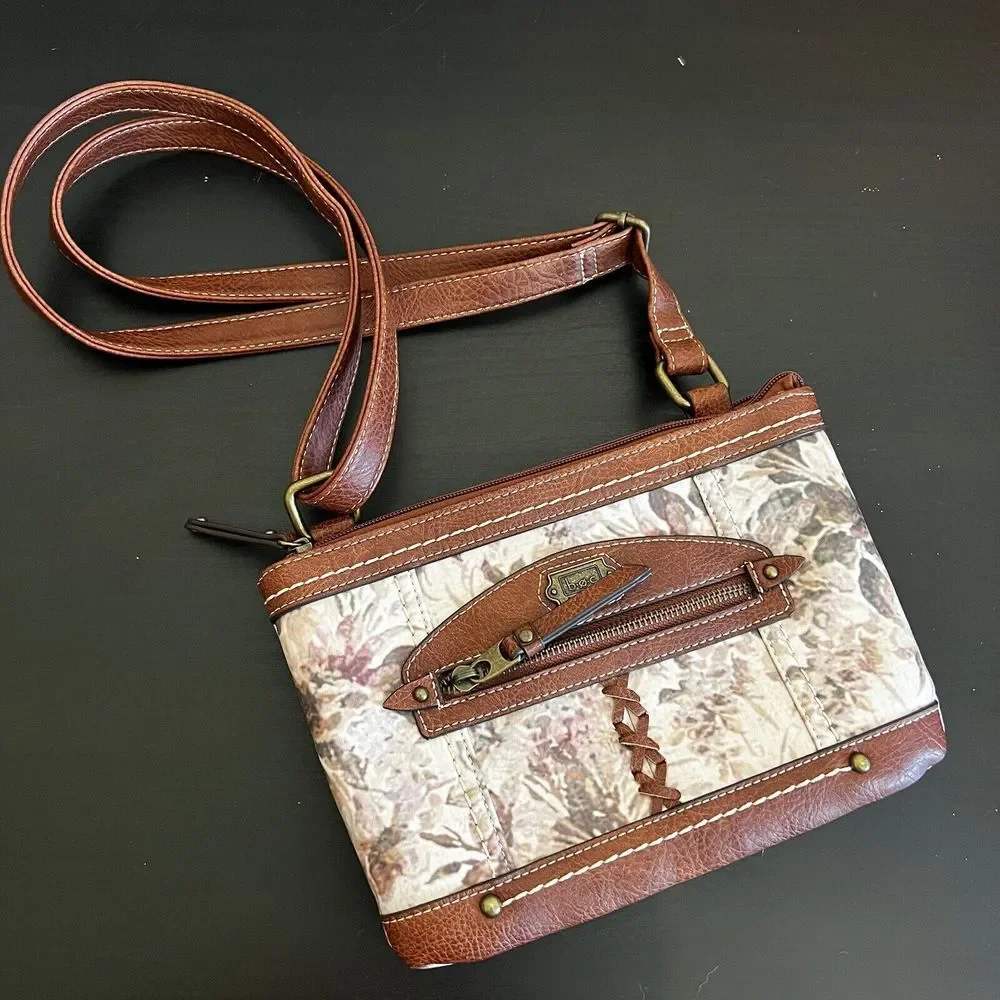 NWOT Born On Concept BOC‎ Faux Leather & Floral Crossbody Purse